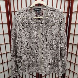 INC International Concepts Lace Jacket in Gray
